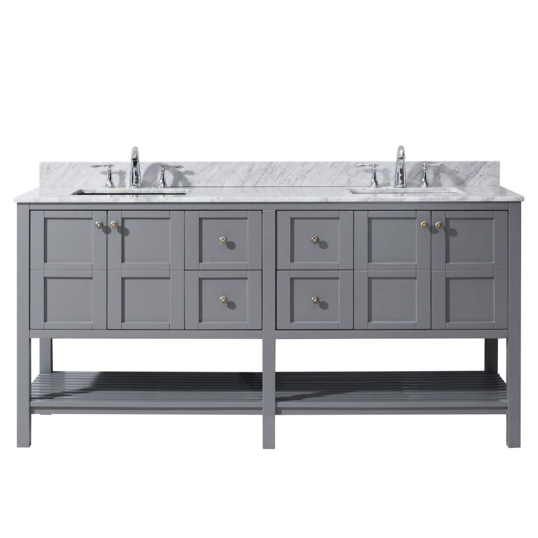 Tủ Lavabo V7303- 72 Xám mặt đá thạch anh cao cấp 72 inch - Ảnh 2