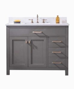 Tủ Chậu Lavabo JASPER- 42G xám mặt đá thạch anh cao cấp 42 inch