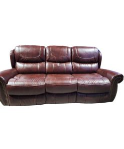 Ghế sofa ba chỗ, da PU, chỉnh cơ, màu đỏ mận