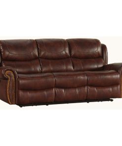 Alternative view of Ghế sofa ba chỗ, da PU, chỉnh cơ, màu đỏ mận