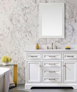 Alternative view of Tủ Lavabo THOMSPON-48 trắng mặt đá thạch anh cao cấp 48 inch