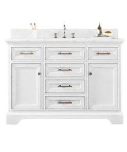Tủ Lavabo THOMSPON-48 trắng mặt đá thạch anh cao cấp 48 inch