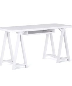 Bàn Làm Việc Gỗ Thông Nhập Khẩu Cao Cấp Màu Trắng