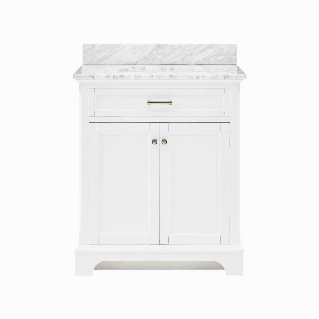 Tủ Chậu Lavavo 24 Inch trắng mặt đá thạch anh cao cấp