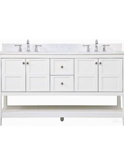 Tủ Lavabo V7303- 60D Trắng bàn đá thạch anh cao cấp 60 inch