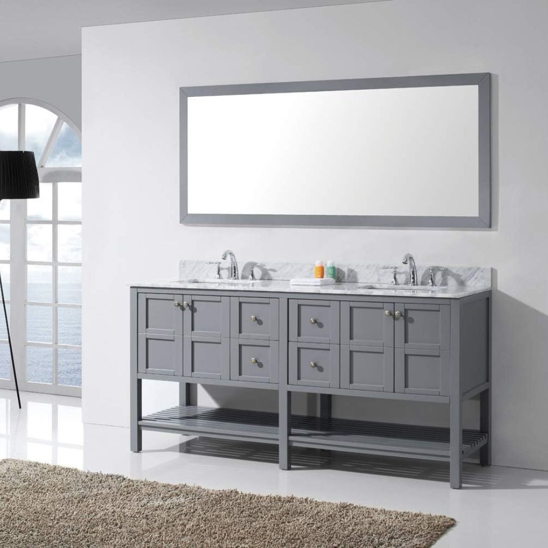 Tủ Lavabo V7303- 72 Xám mặt đá thạch anh cao cấp 72 inch - Ảnh 3