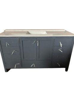 Tủ Lavabo V7199- 60S Xám mặt đá thạch anh cao cấp 60 inch