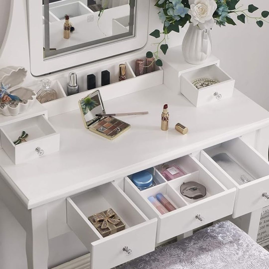 Bàn Trang Điểm Gương Cảm Ứng 3 Màu Cao Cấp Màu Trắng - Ảnh 4