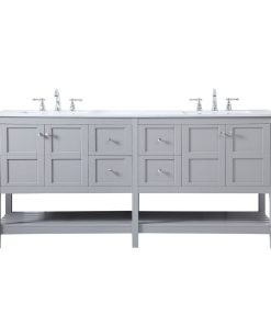 Tủ Lavabo V7303- 72 Xám mặt đá thạch anh cao cấp 72 inch