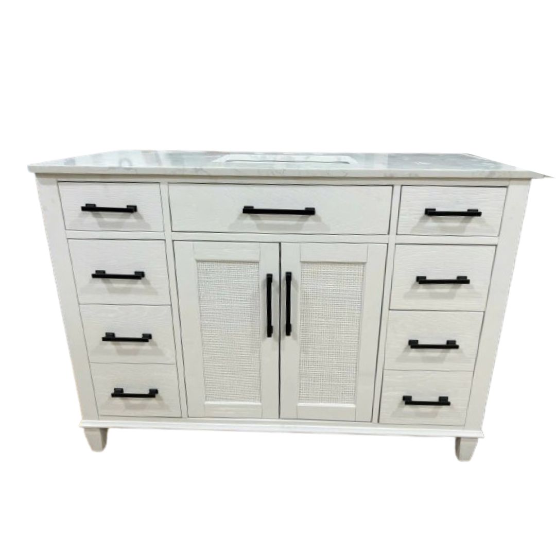 Tủ Lavabo 314-48 trắng mặt đá thạch anh cao cấp 48 inch