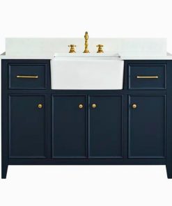 Tủ Chậu Lavabo Casey xanh mặt đá thạch anh cao cấp 42 inch