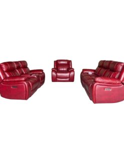 Bộ SOFA 1122 xuất khẩu, da bò tiếp xúc, khung sắt sơn tĩnh điện, màu đỏ