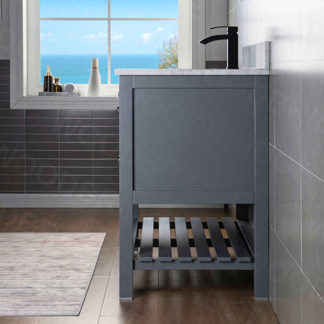 Tủ Chậu Lavabo V7303 xám, mặt đá thạch anh cao cấp, 36 inch - Ảnh 5