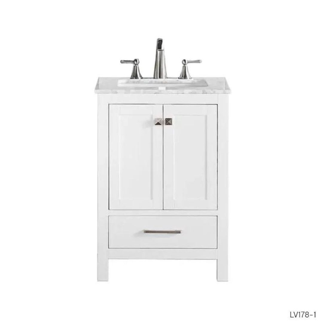 Tủ Chậu Lavabo V7199-24 mặt đá thạch anh cao cấp, màu trắng, 24 inch - Ảnh 2