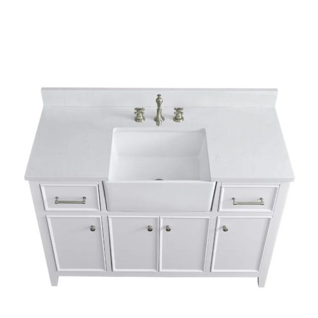 Tủ Lavabo CASEY-48 trắng mặt đá thạch anh cao cấp 48 inch - Ảnh 2