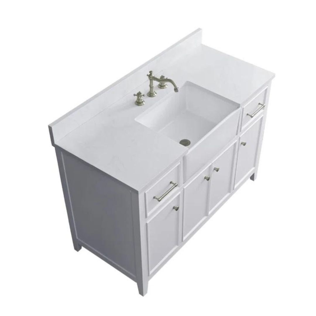Tủ Lavabo CASEY-48 trắng mặt đá thạch anh cao cấp 48 inch - Ảnh 3