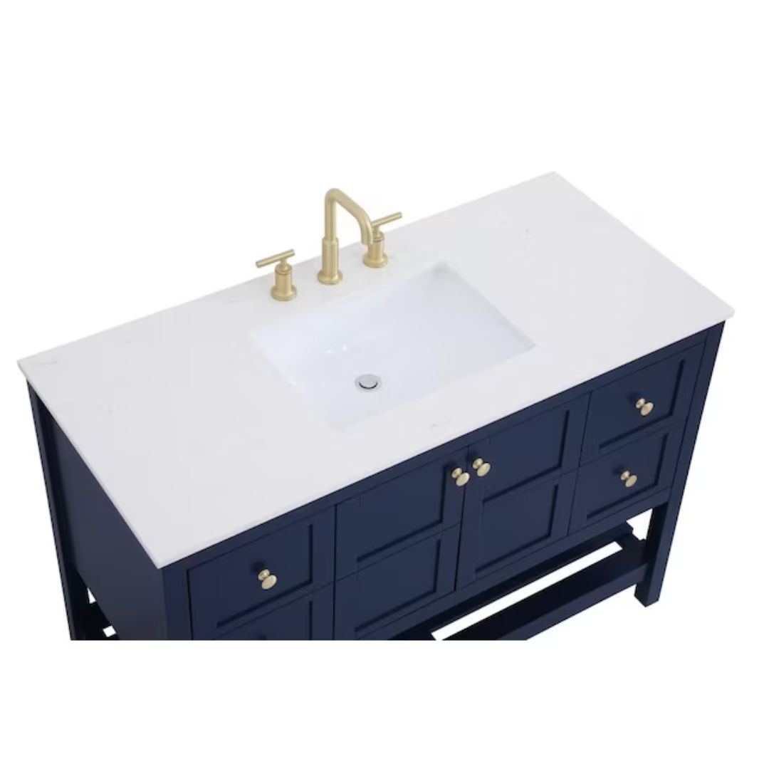 Tủ Lavabo V7303-48 xám mặt đá thạch anh cao cấp 48 inch - Ảnh 2