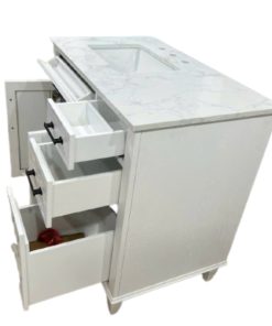 Alternative view of Tủ Chậu Lavabo 314-36 trắng, mặt đá thạch anh cao cấp, 36 inch