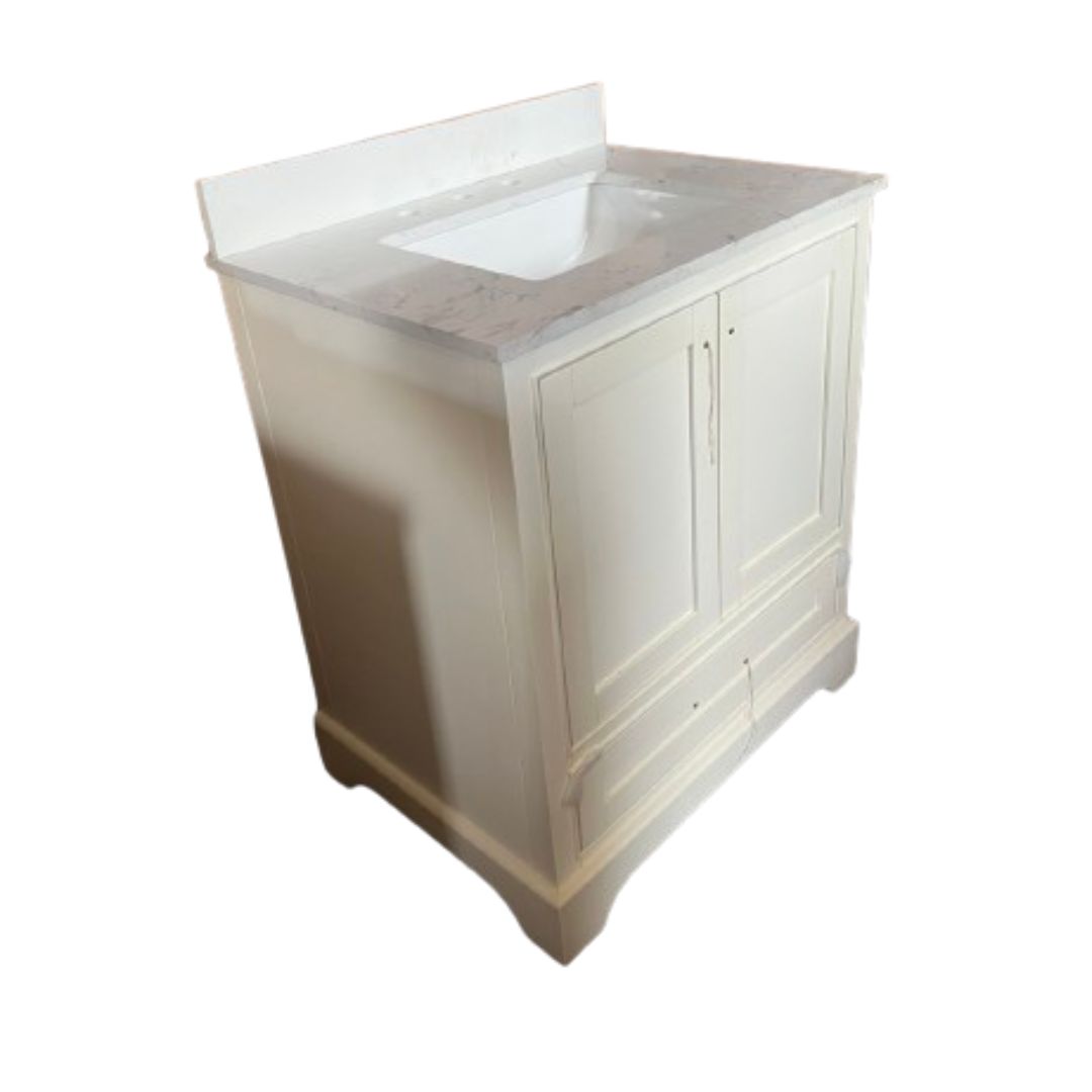 Tủ bồn rửa V7311-30 màu trắng mặt đá thạch anh cao cấp, 30 inch - Ảnh 3