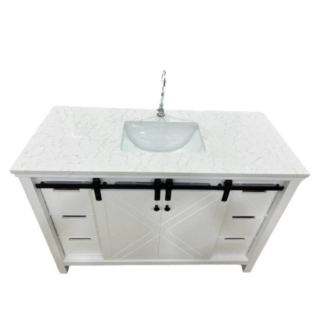Tủ Lavabo LM48SA trắng mặt đá thạch anh cao cấp 48 inch - Ảnh 7