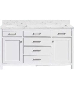 Tủ Lavabo JASPER- 54 Trắng bàn đá thạch anh cao cấp 54 inch