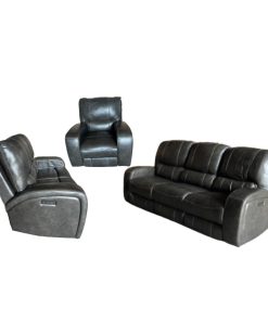 Bộ SOFA 1020 nhập khẩu da bò thật, màu đen