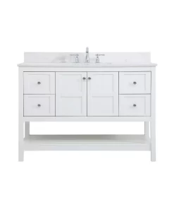 Tủ Lavabo V7303-48 trắng mặt đá thạch anh cao cấp 48 inch