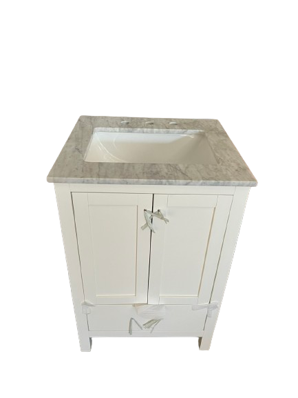 Tủ Chậu Lavabo V7199-24 mặt đá thạch anh cao cấp, màu trắng, 24 inch - Ảnh 4