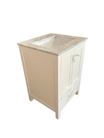 Tủ Chậu Lavabo V7199-24 mặt đá thạch anh cao cấp, màu trắng, 24 inch - Ảnh 5