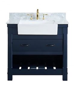 Tủ bồn rửa màu xanh navy, mặt tự nhiên nhập khẩu Ý