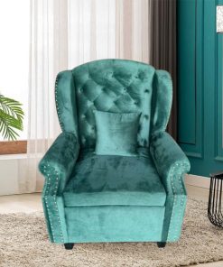 Ghế sofa đơn vải nhung màu xanh sang trọng