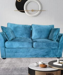 Ghế sofa 2 chỗ ngồi vải nhung mịn màu xanh