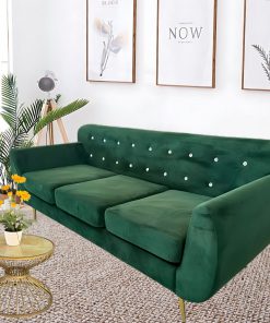 Ghế sofa 3 chỗ băng vải nhung màu xanh sang trọng