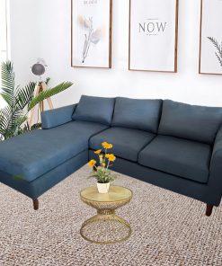 Ghế sofa vải chữ L màu xanh xám sang trọng