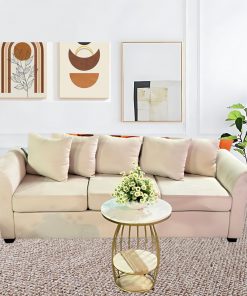 Ghế sofa 3 chỗ bằng vải màu trắng sang trọng