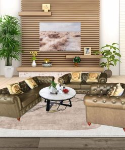 Bộ sofa tân cổ điển hàng xuất khẩu da bò thật