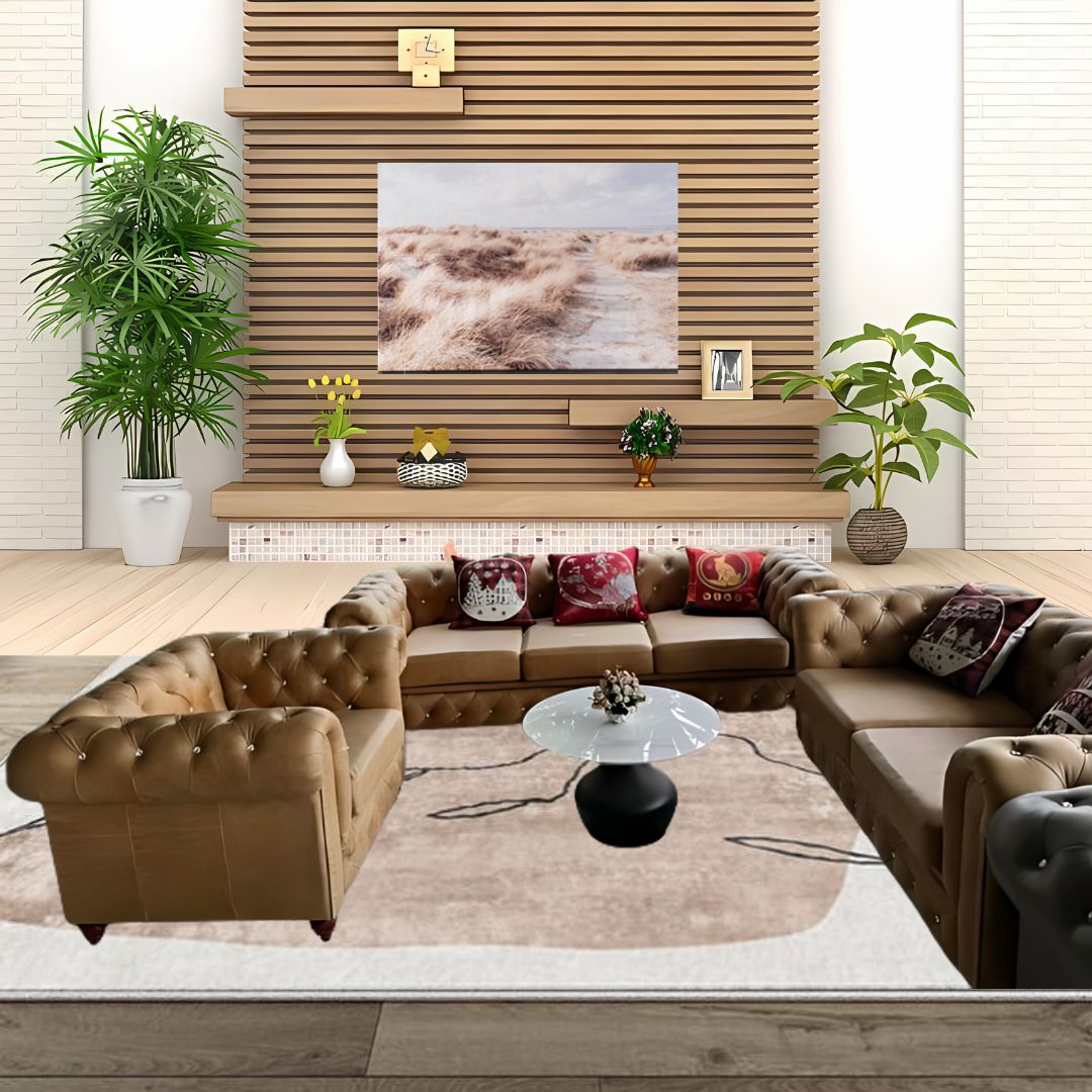 Bộ sofa tân cổ điển hàng xuất khẩu da bò sáp - Ảnh 3