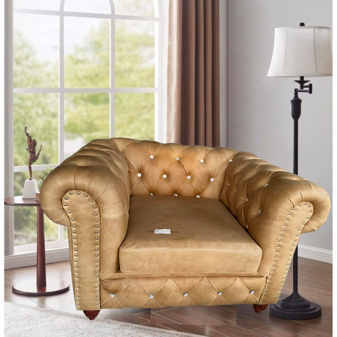 Bộ sofa tân cổ điển hàng xuất khẩu da bò sáp - Ảnh 9