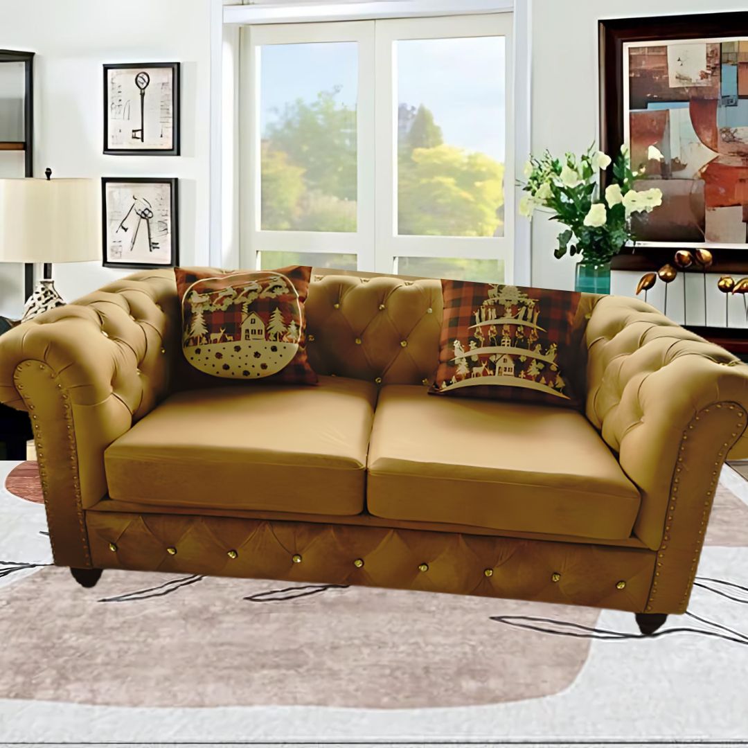 Bộ sofa tân cổ điển hàng xuất khẩu da bò sáp - Ảnh 6