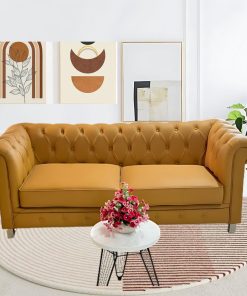 Ghế sofa băng 2 chỗ, da Pu, màu da cam