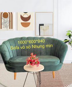 Ghế Sofa vỏ sò, vải nhung mịn, màu xanh sang trọng