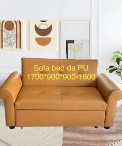 Ghế sofa bed, da PU, màu da cam cao cấp