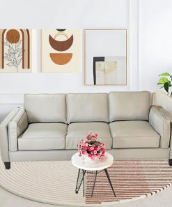 Ghế sofa băng 3 chỗ, da Pu, màu xám