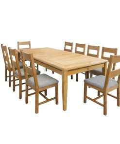 Bộ Bàn Ăn Gỗ Sồi 6–8 Ghế Xuất Khẩu Cao Cấp Bền Đẹp