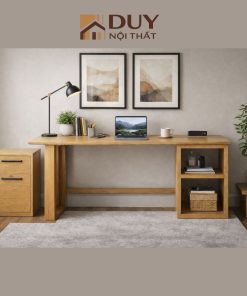 Alternative view of Bàn Làm Việc Gỗ Thông Xuất Khẩu 1m58 – Thiết Kế Hiện Đại, Tích Hợp Tủ Lưu Trữ