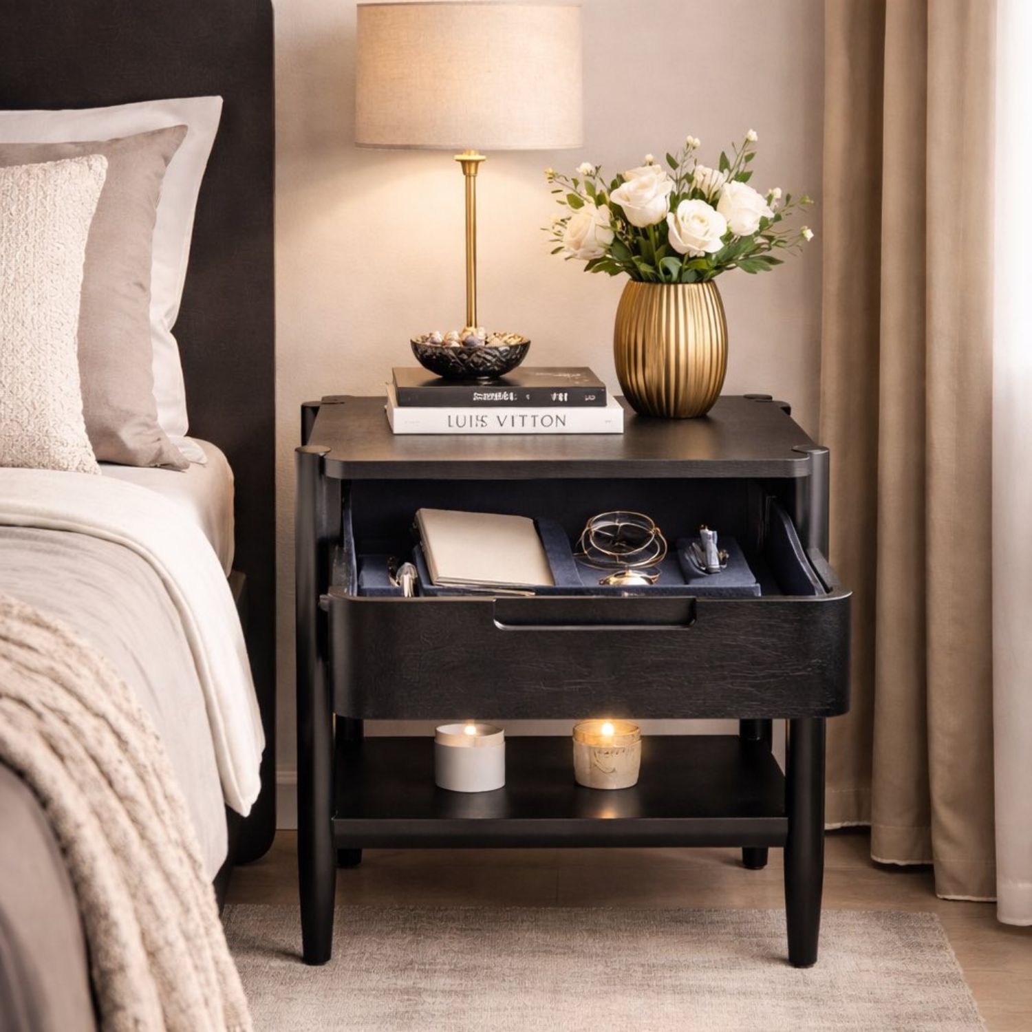 Combo Phòng Ngủ Hiện Đại - Giường Queen Size & Tủ 6 Hộc Kéo Màu Đen Sang Trọng - Ảnh 12