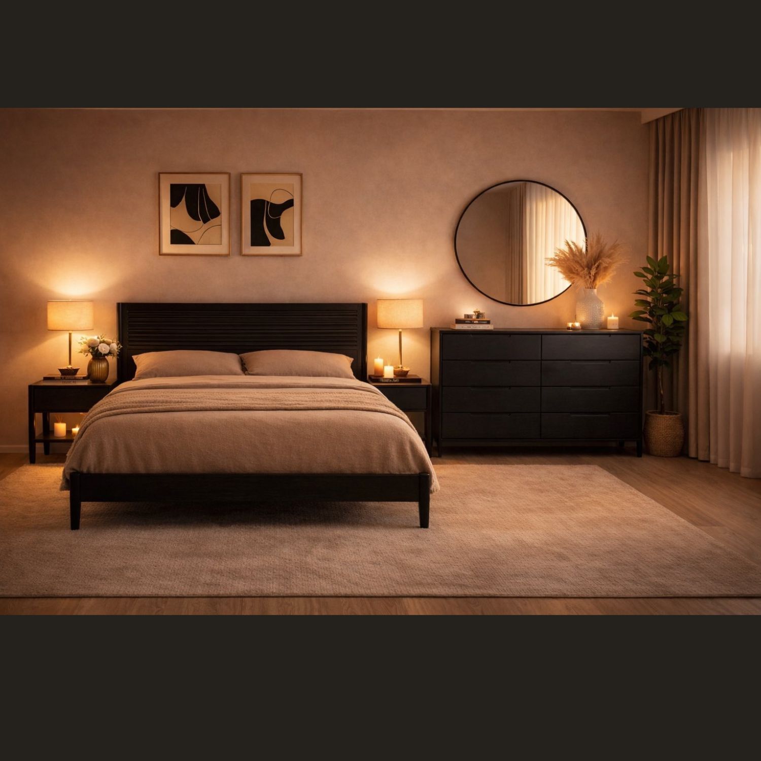 Combo Phòng Ngủ Hiện Đại - Giường Queen Size & Tủ 6 Hộc Kéo Màu Đen Sang Trọng - Ảnh 16