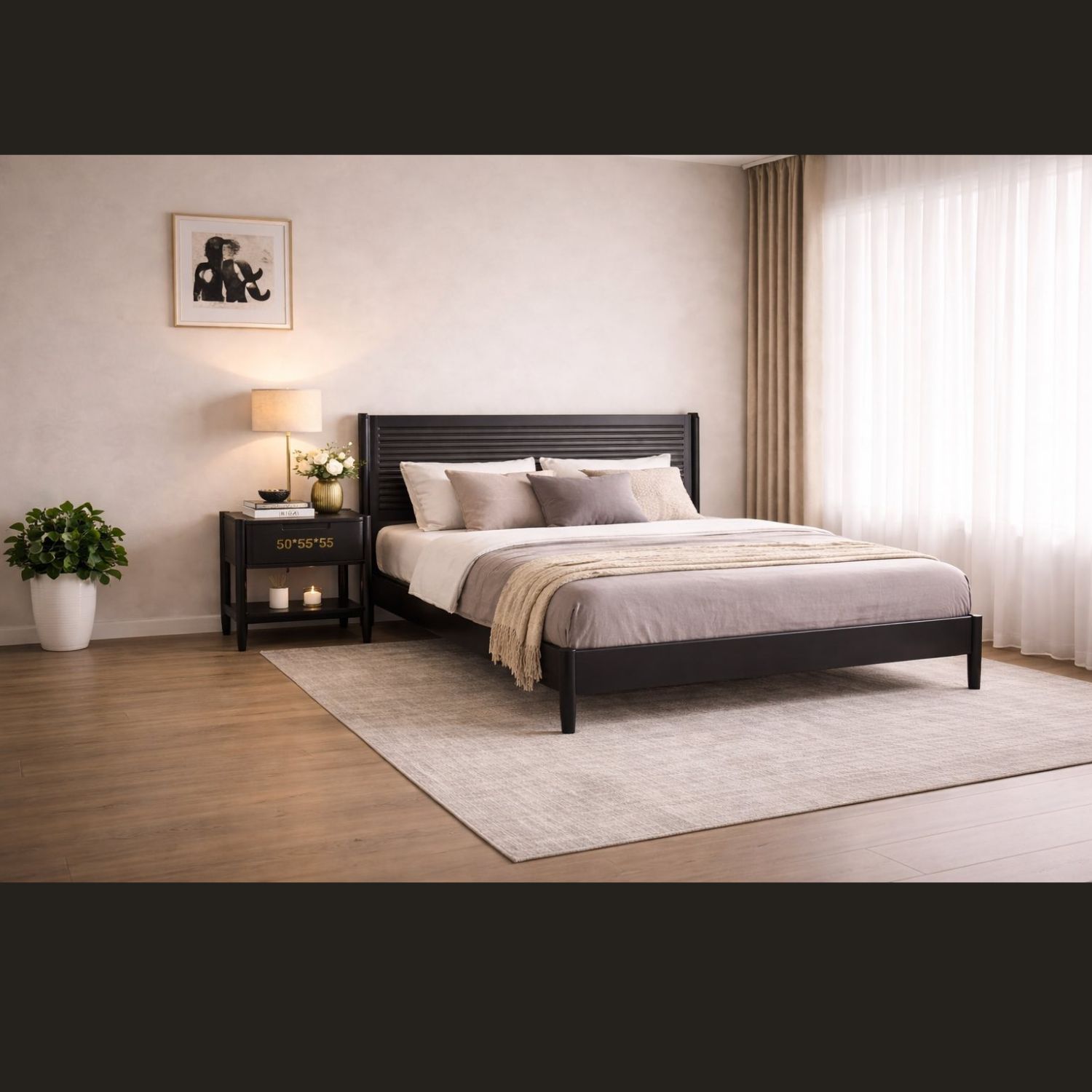 Combo Phòng Ngủ Hiện Đại - Giường Queen Size & Tủ 6 Hộc Kéo Màu Đen Sang Trọng - Ảnh 17