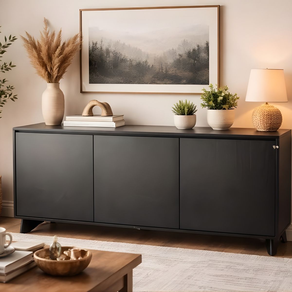 Kệ Tivi Gỗ Thông Hiện Đại Màu Đen 150cm - Ảnh 5