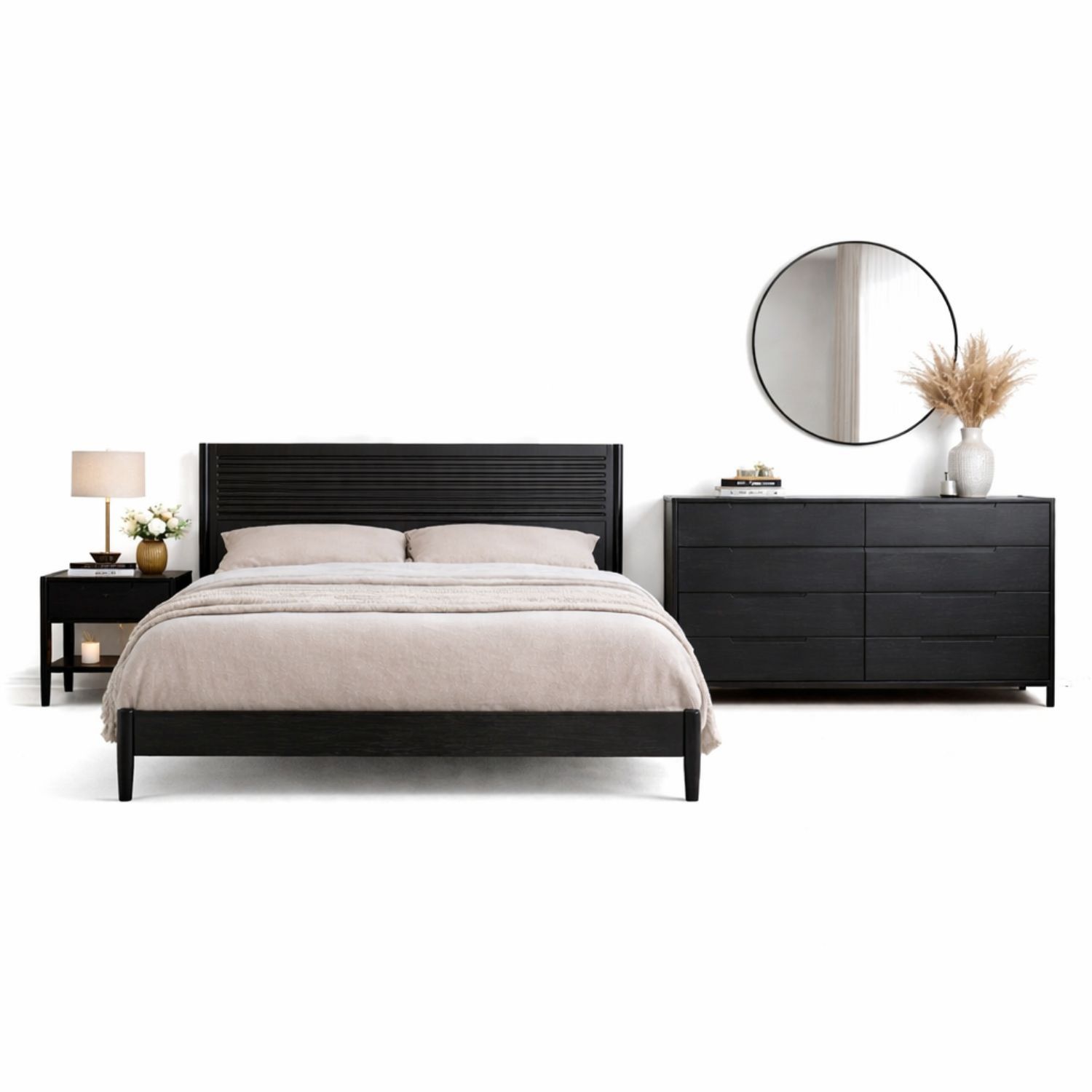 Combo Phòng Ngủ Hiện Đại - Giường Queen Size & Tủ 6 Hộc Kéo Màu Đen Sang Trọng - Ảnh 4